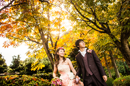 紅葉の結婚写真