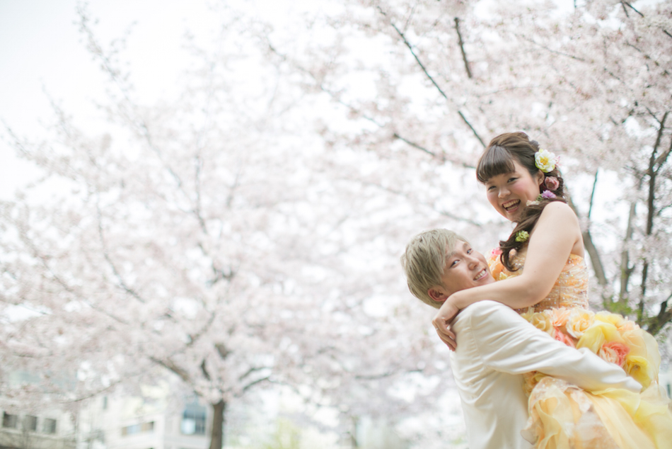 撮影レポート 靭公園の桜とチャペル 結婚写真 フォトウェディング