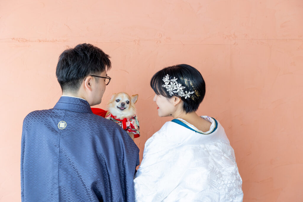 フォトウェディング撮影　ペットと和装撮影