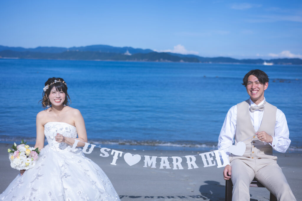 フォトウェディング 海 洋装