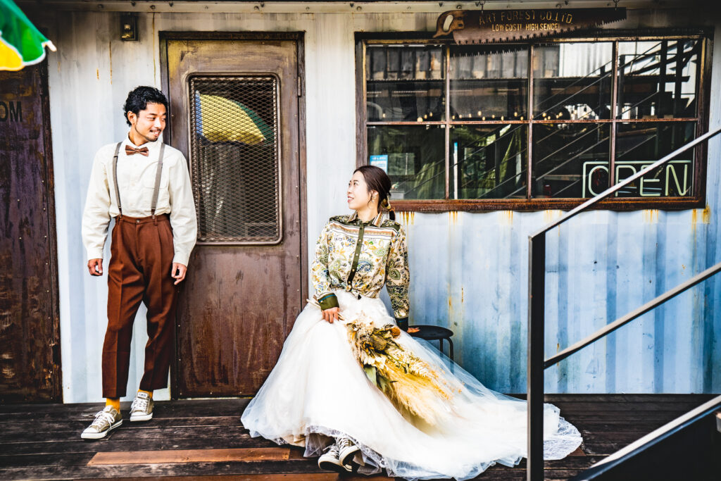 茨城県　フォトウェディング撮影　ラフな衣装の新郎新婦