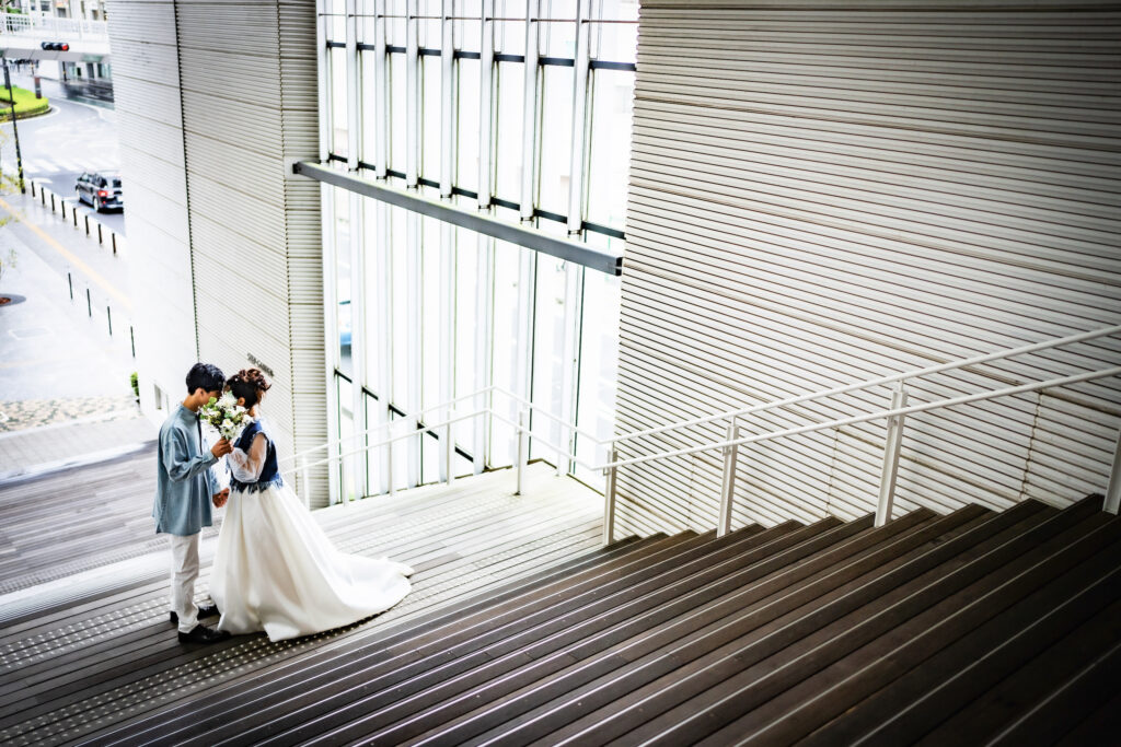 茨城県フォトウェディング撮影　洋装の新郎新婦